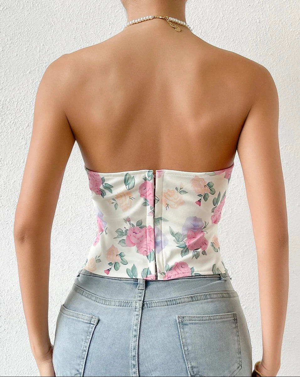 Women's floral print corset