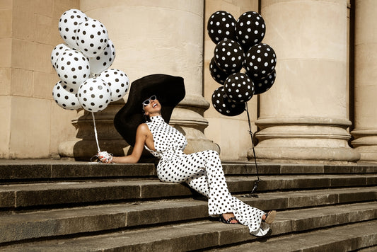 Women's black and white polka dot sleeveless jumpsuit