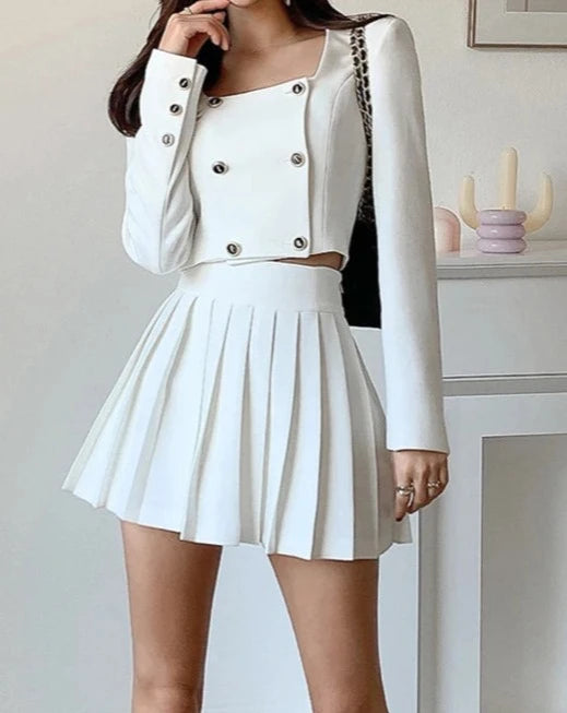 Women's white matching 2 piece outfit set 