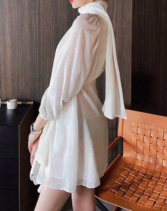 Women 's white faux wrap dress