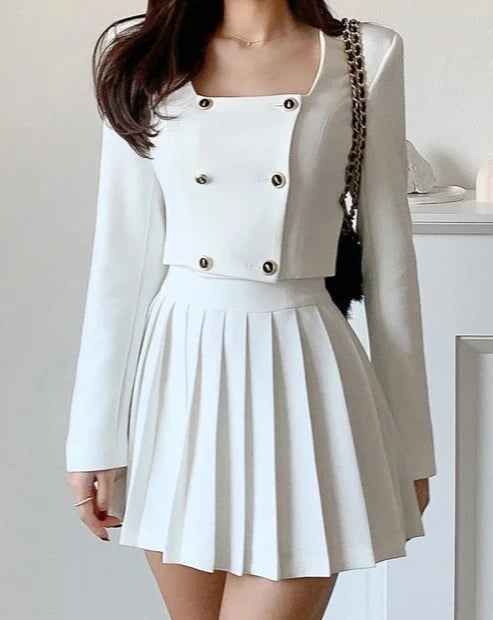 Women's white matching 2 piece outfit set 