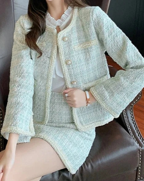 Women's tweed jacket and skirt suit