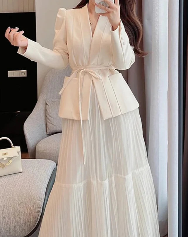 Women's jacket and tulle maxi skirt two-piece set