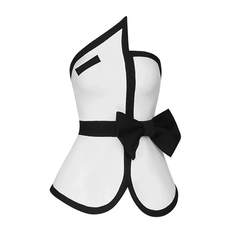 Women's black and white peplum top