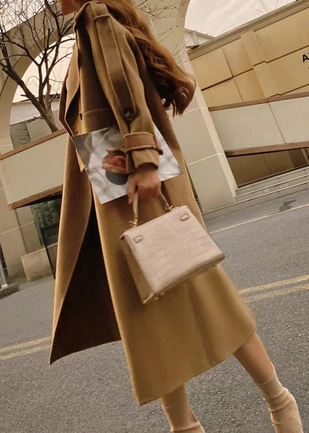 Women's brown winter long sleeve coat