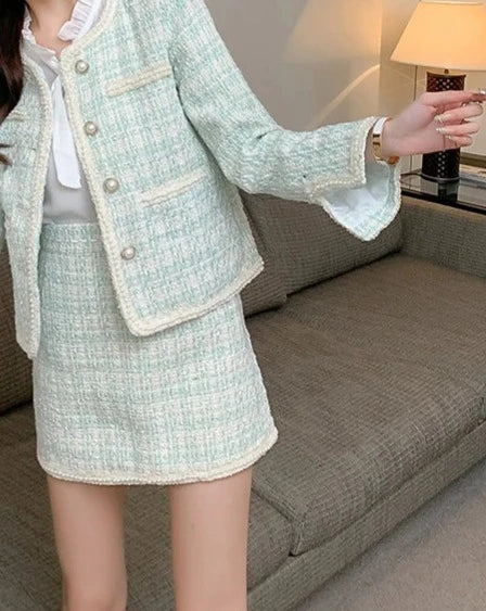 Women's tweed jacket and skirt suit