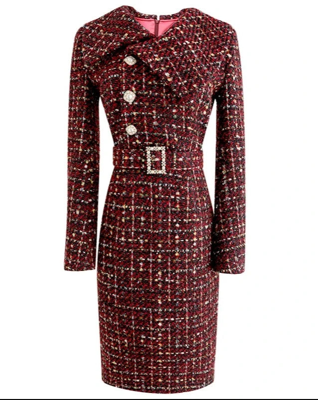 Women's tweed long sleeve dress