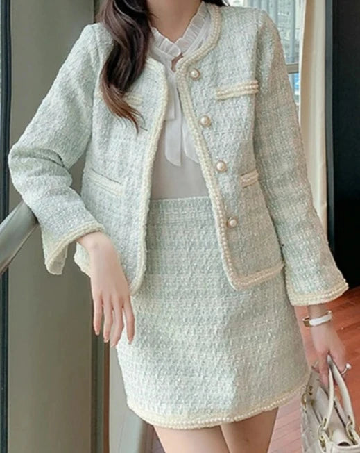 Women's tweed jacket and skirt suit