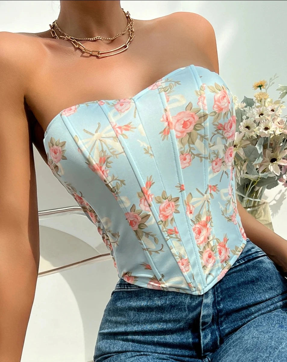 Women's floral print corset