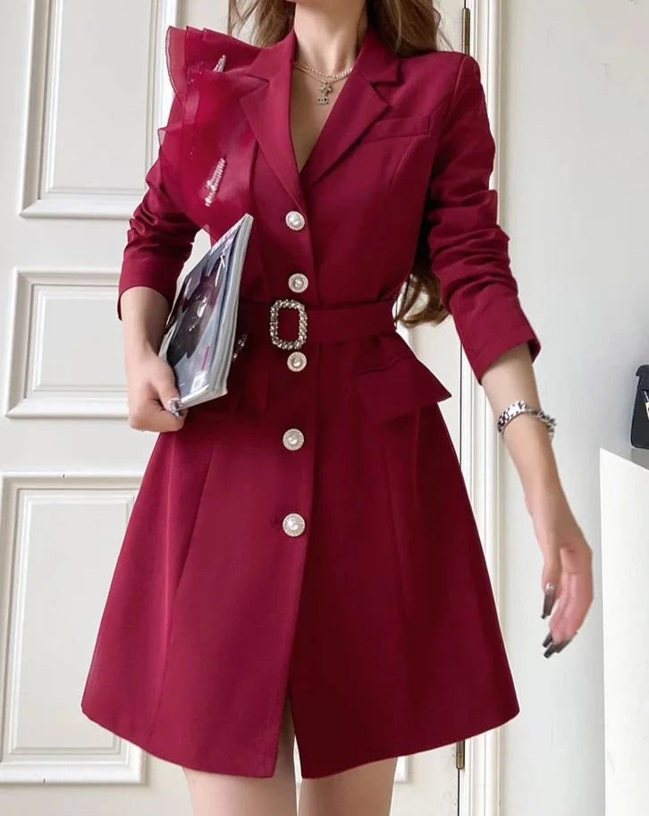 ELEANORE Vintage Belted Blazer Dress