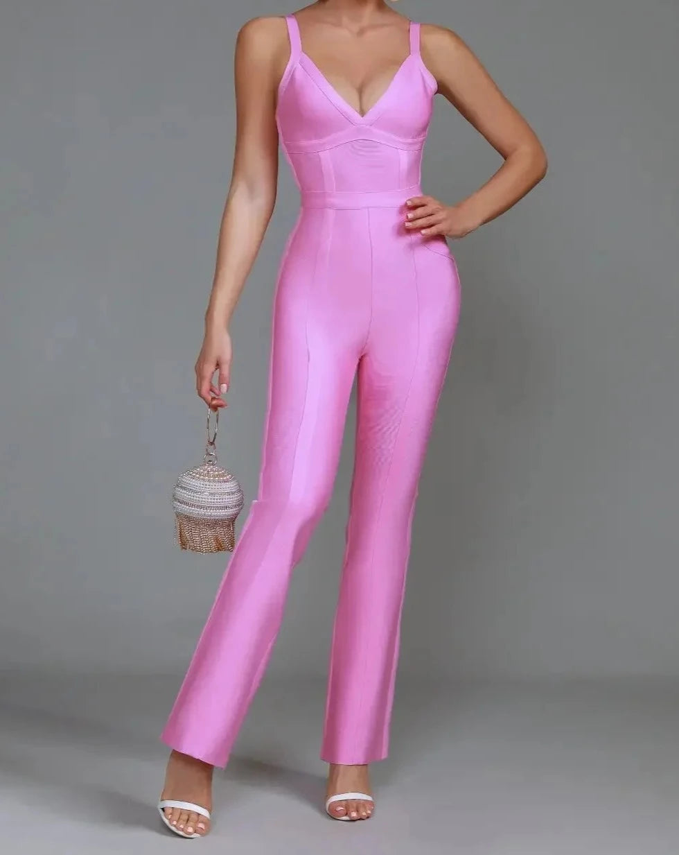 Women's pink bodycon jumpsuit