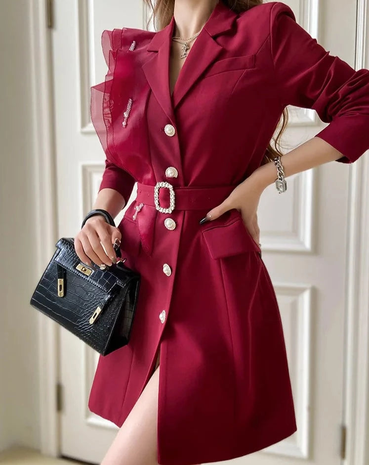 ELEANORE Vintage Belted Blazer Dress