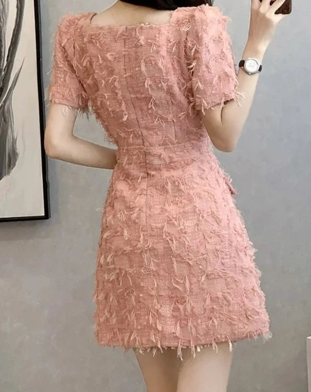 SIMONE Tweed Button Front Mini Dress