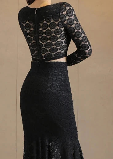 SEQUOIA Lace Top & Mermaid Midi Skirt Set