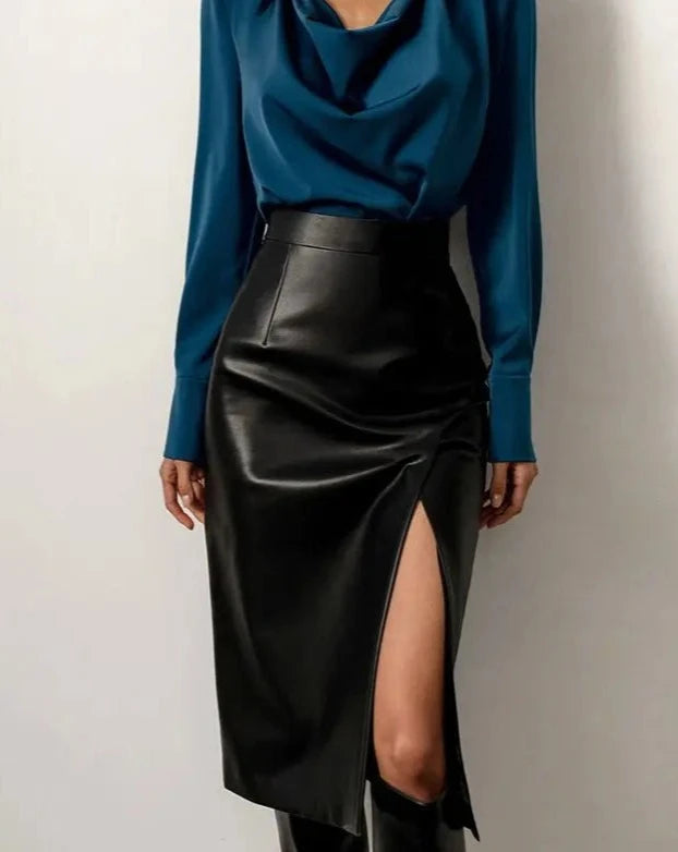 Women's high wait side split midi skirt