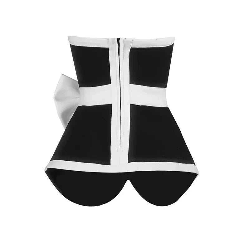 Women's black and white peplum top