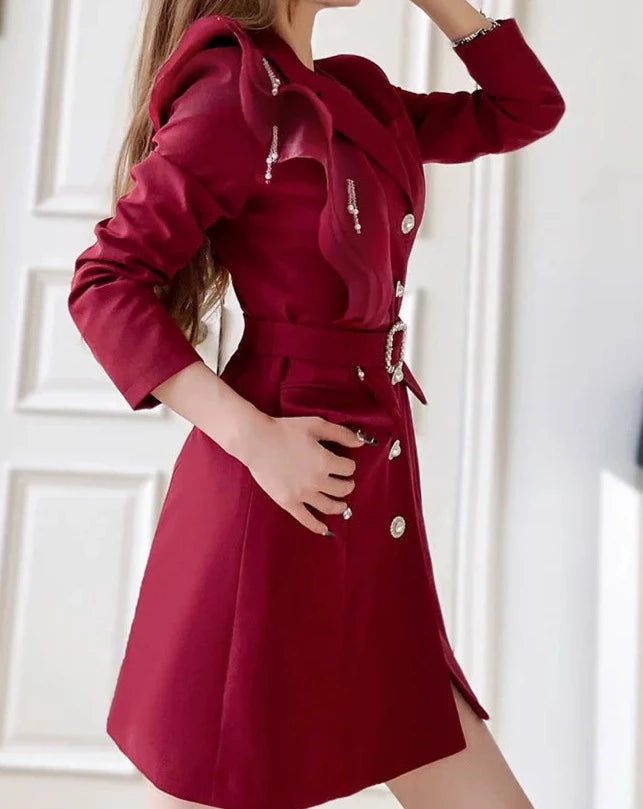 ELEANORE Vintage Belted Blazer Dress