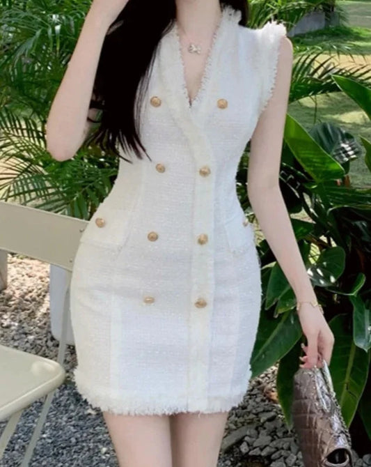 Women's tweed sleeveless mini dress 
