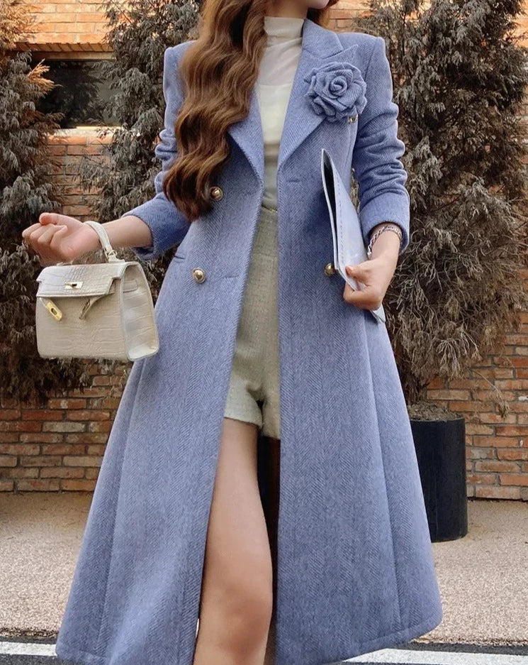 Women's blue double breasted coat