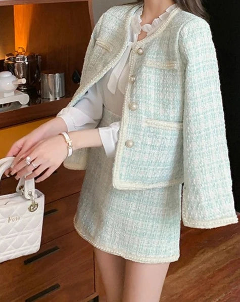 Women's tweed jacket and skirt suit