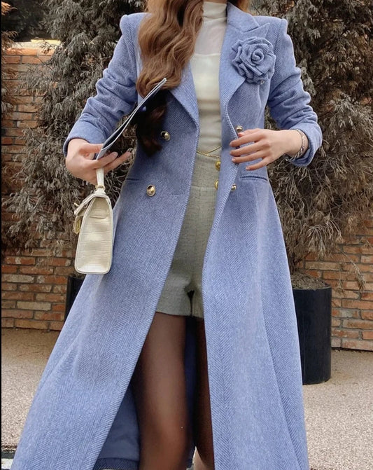 Women's blue double breasted coat