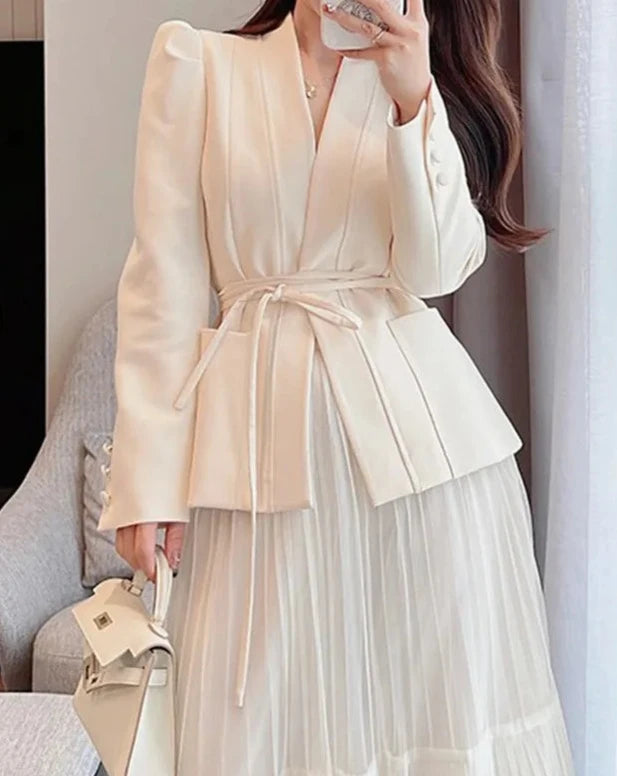 Women's jacket and tulle maxi skirt two-piece set