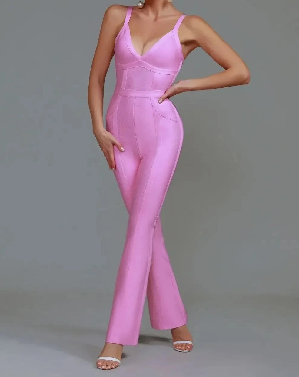 Women's pink bodycon jumpsuit