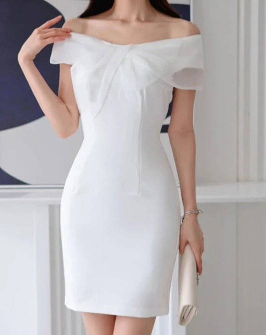 Women's white off the shoulder mini cocktail dress