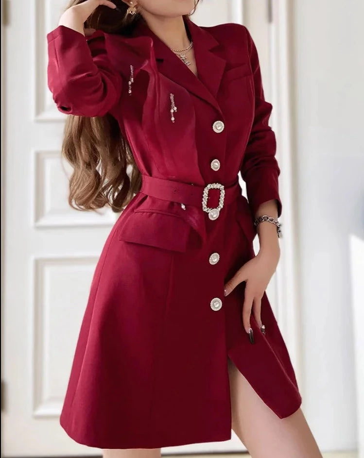 ELEANORE Vintage Belted Blazer Dress