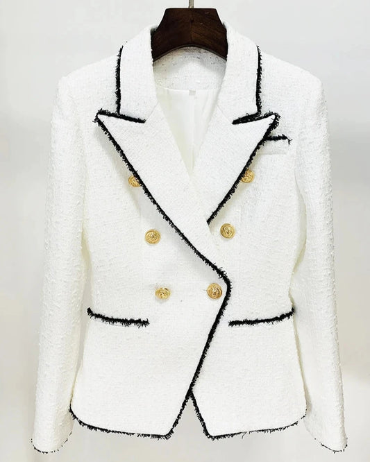 Women's black and white color contrast blazer jacket 