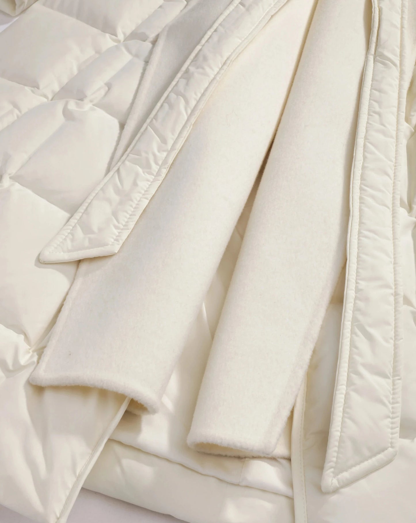 Women's white maxi belted puffer coat