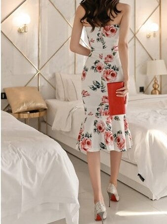 Women's strapless sheath midi dress