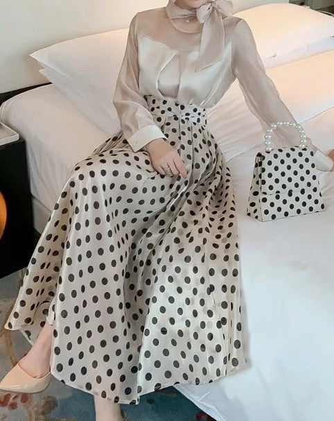 Women's black and white top and skirt set