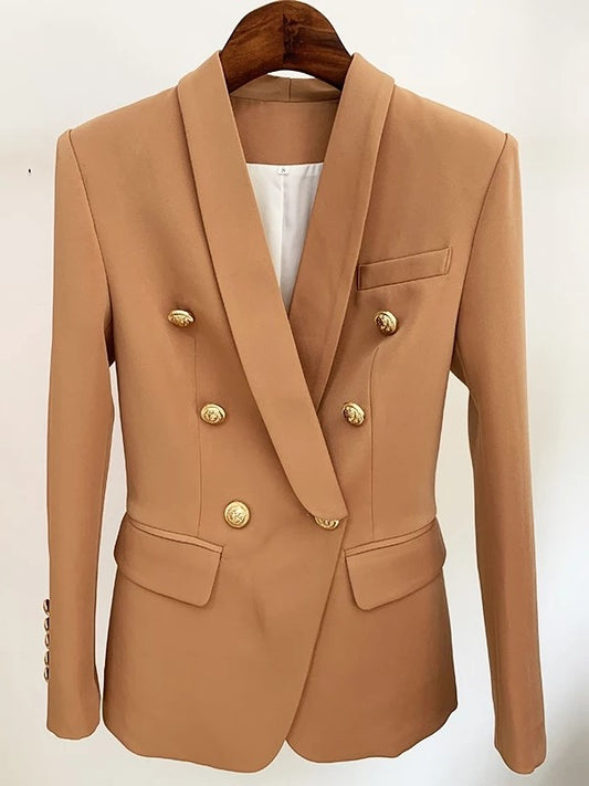 Women's Brown Double Breasted Jacket