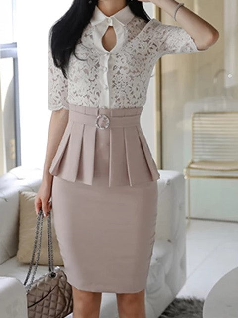 ROMAN Lace Top and Skirt Two Piece Set