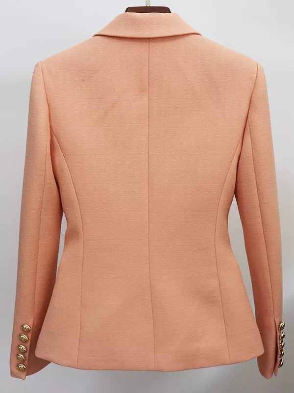 Women's Peach Double Breasted Jacket (Back View)