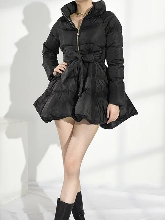 Women's black long sleeve puffer coat