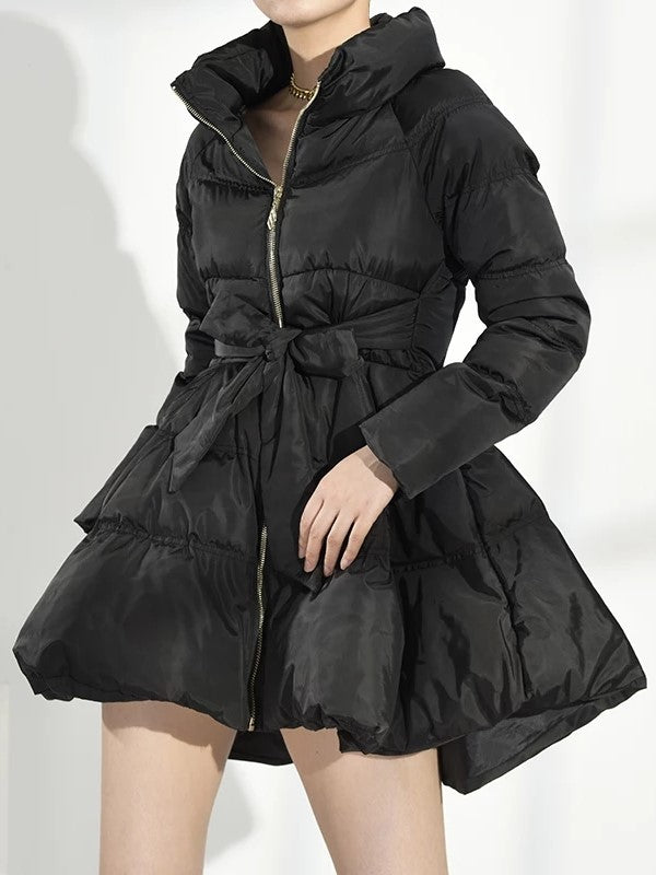 Women's black long sleeve puffer coat